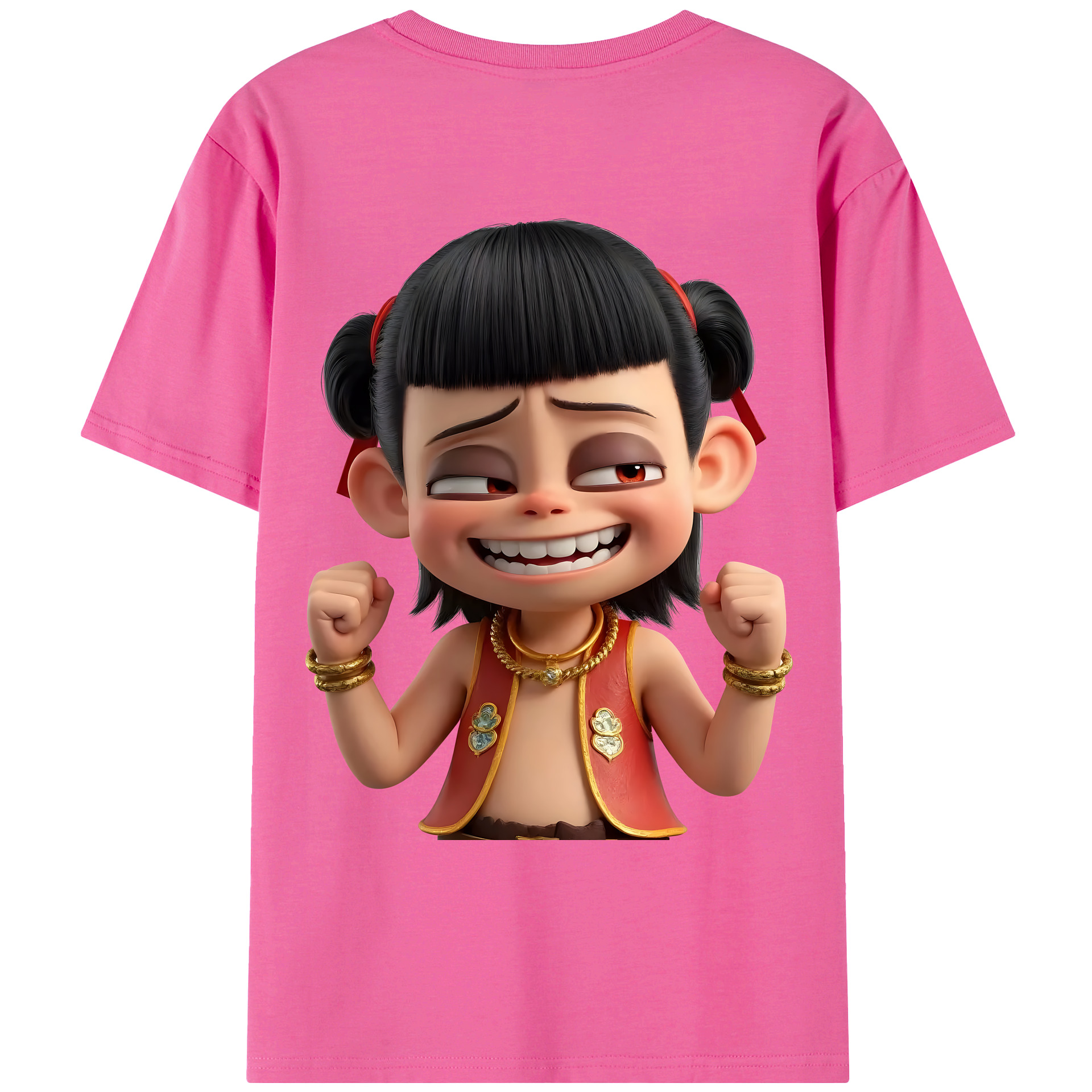 （画像用） Ne Zha 2 ナタ 魔童の大暴れ レディース半袖Tシャツ(バックプリント)